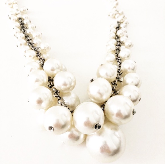 New York & Company silver pearl cluster necklace - Picture 2 of 3